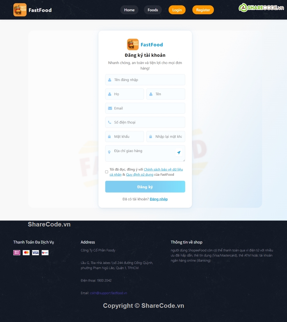 Website php,Code đồ án,Code web bán đồ ăn